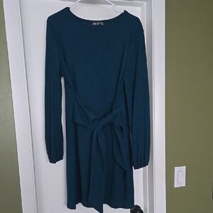 Teal Pretty Garden Long Sleeve Dress